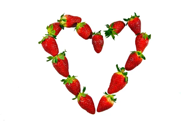 Heart made out of strawberries — Stock Photo, Image