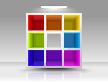 Empty colored shelves clipart