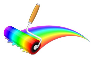 Painting a rainbow clipart