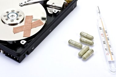 First aid for computer hard disk crash clipart