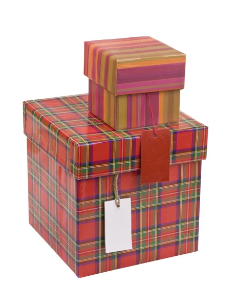 Cajas de regalo con etiqueta en blanco —  Fotos de Stock