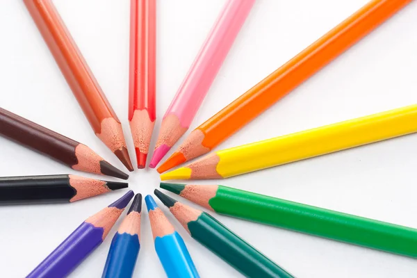Driehoekige kleurencirkel potloden — Stockfoto
