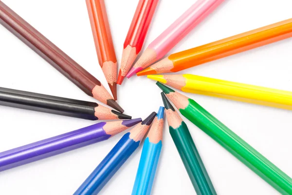 Trojúhelníkové barevné tužky kruh — Stock fotografie