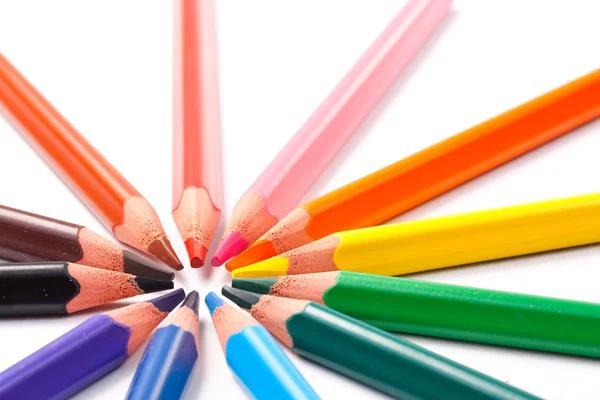 Driehoekige kleurencirkel potloden — Stockfoto