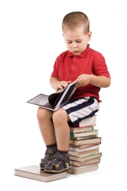 Boy and book clipart