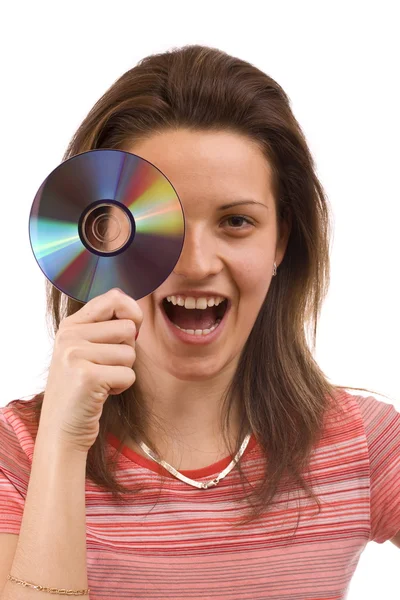 Girl holding CD — Stock Photo, Image