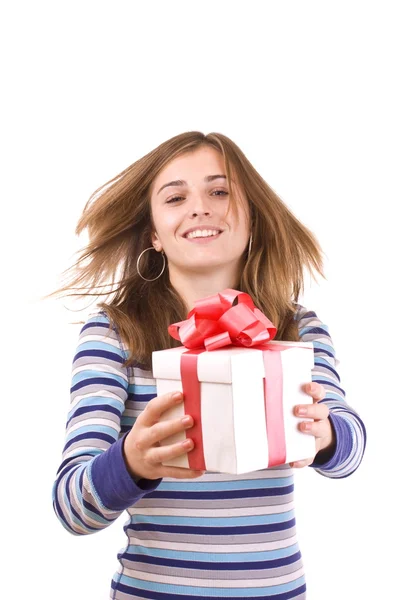 Meisje houdt van een geschenk — Stockfoto
