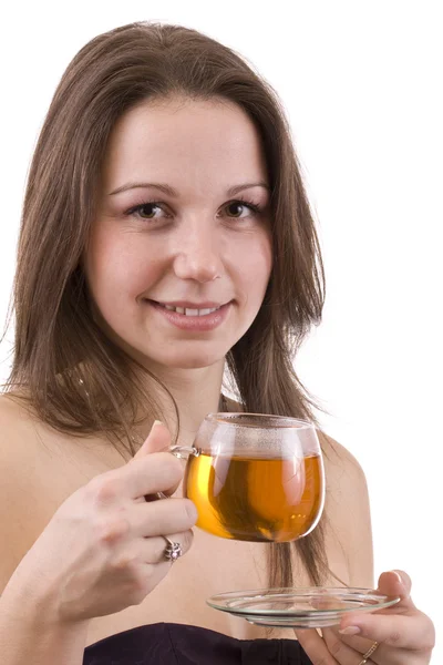 Женщина пачкает чай — стоковое фото