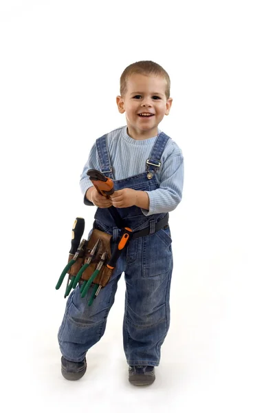 Mały chłopiec budowlane — Zdjęcie stockowe