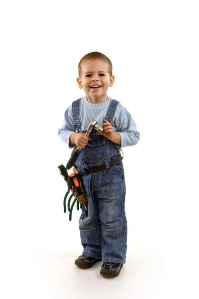 Mały chłopiec budowlane — Zdjęcie stockowe