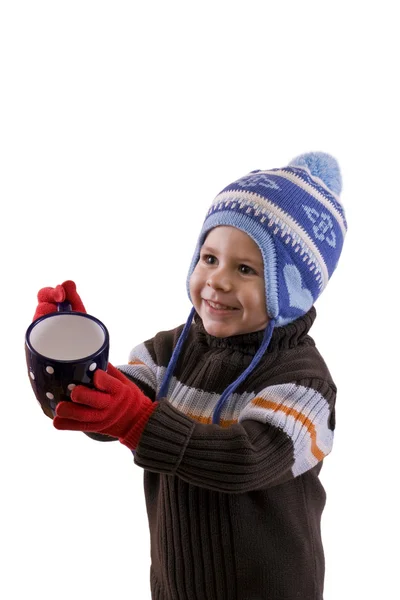 Boy whit cup — Stock Photo, Image