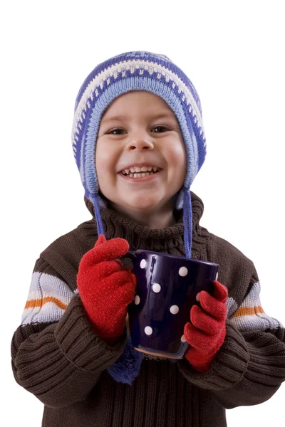 Junge mit Tasse — Stockfoto