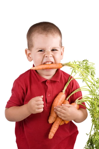 Jongen en wortel — Stockfoto