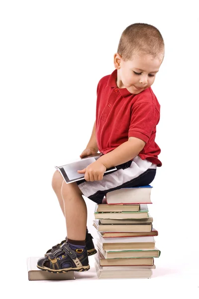 Chlapec a knihy — Stock fotografie
