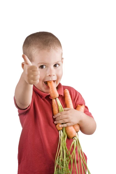 Crianças e cenouras — Fotografia de Stock