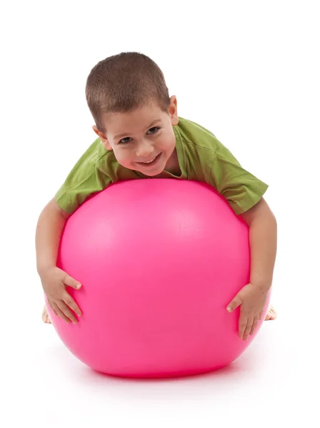 Rapaz com grande bola — Fotografia de Stock