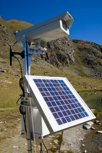 Solarpanel and webcam in the alps — Stock Photo, Image