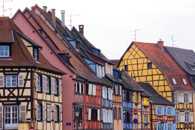 Colourful half timbered houses clipart