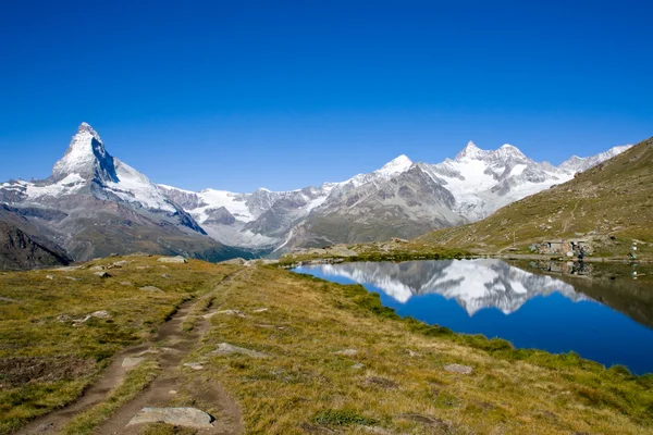 Matterhorn Nadelhorn Und Stelisee Den Schweizer Alpen — Stockfoto