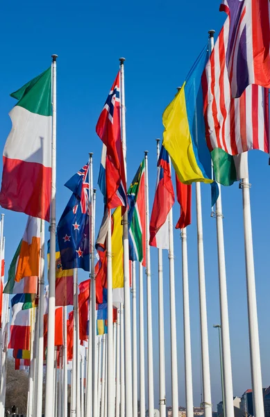 Färgglada Flaggor Från Olika Länder — Stockfoto