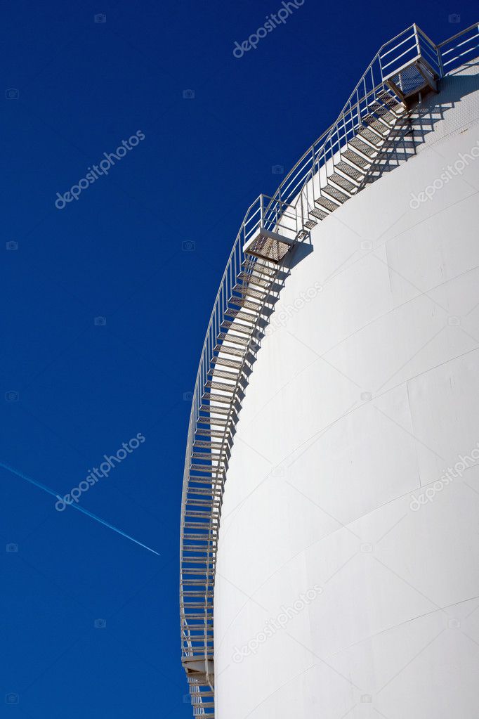 White industrial tank with stairs
