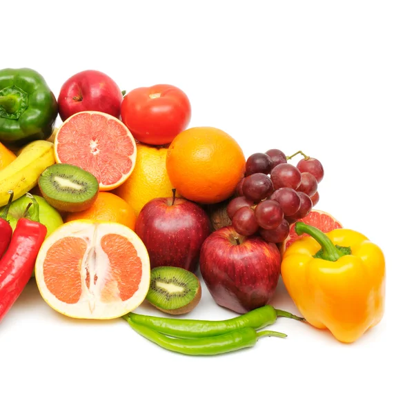 Fresh fruits and vegetables isolated — Stock Photo, Image