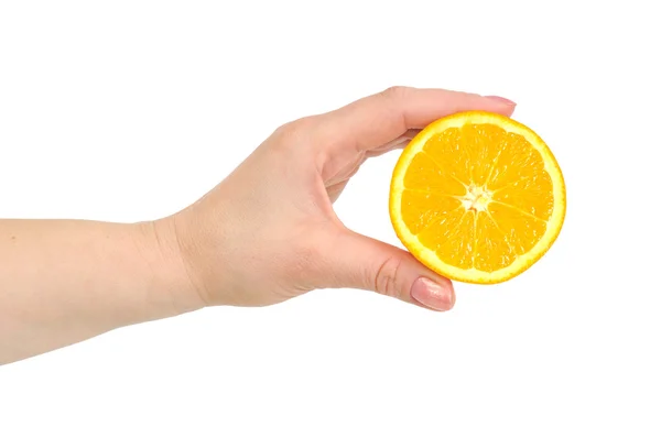 Orange in der Hand — Stockfoto