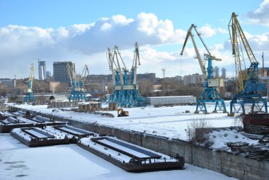 River port in Moscow. clipart