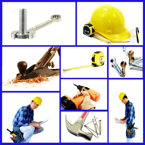 Image Tools Contractor Put Together Collage Depicting Construction Industry — Stock Photo, Image
