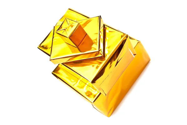 Cutii de cadouri de aur — Fotografie, imagine de stoc