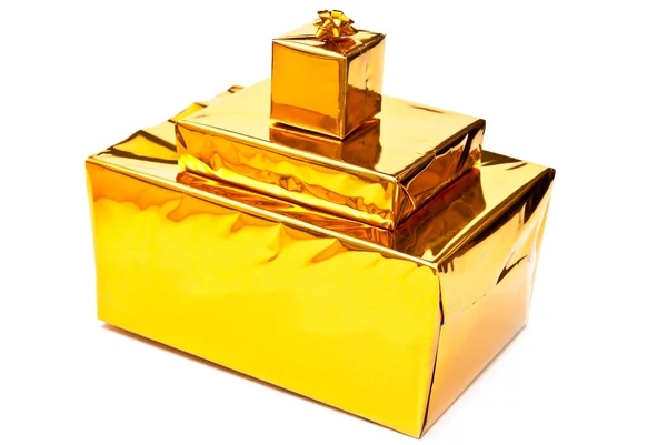 Sarı hediye kutuları — Stok fotoğraf