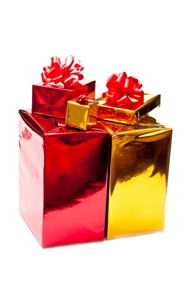 Желтые и красные подарки — стоковое фото