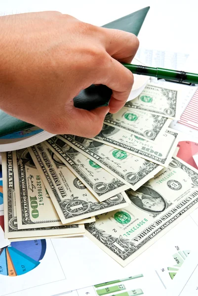 Money in notebook — Stock Photo, Image