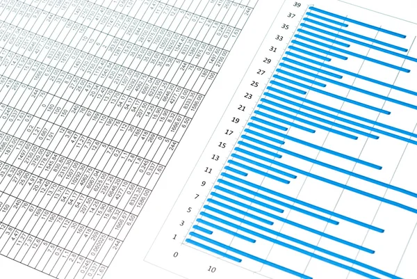 Blauwe grafiek en nummers — Stockfoto