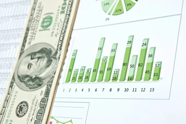 Charts and money — Stock Photo, Image