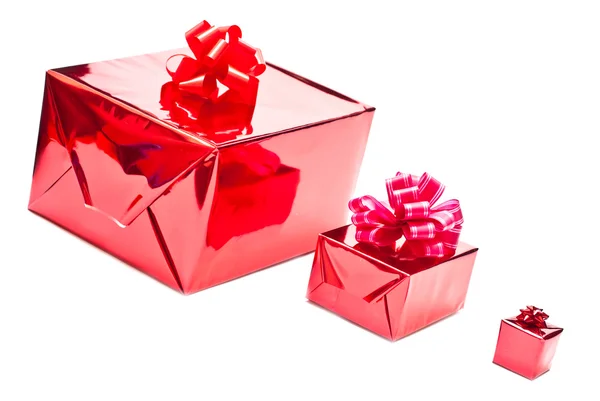 Reihe aus roten Geschenken — Stockfoto