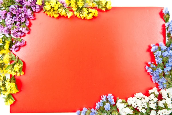 Cartão vermelho com flores — Fotografia de Stock