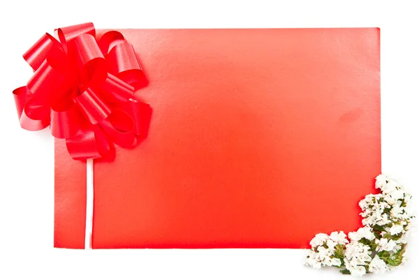 Tarjeta roja con flores —  Fotos de Stock