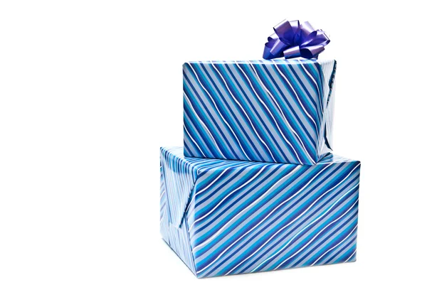 Presentes em caixas azuis — Fotografia de Stock