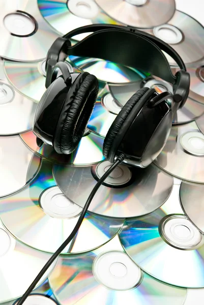 Φόντου του DVD και τα ακουστικά — Φωτογραφία Αρχείου