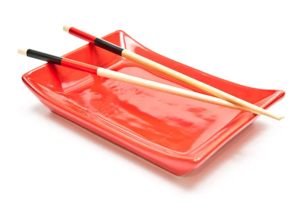 Chopsticks e prato — Fotografia de Stock