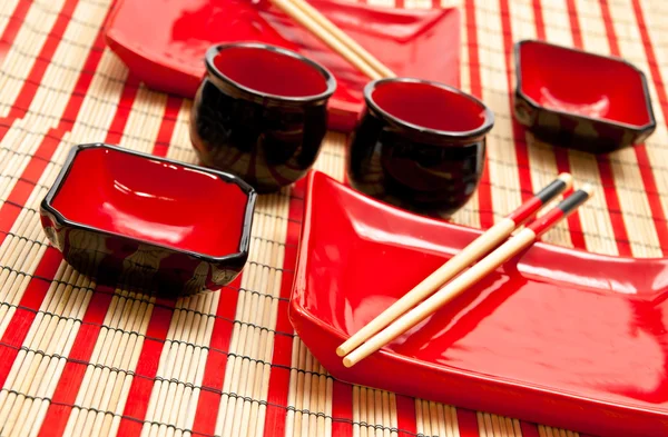 Černá a červená sushi set — Stock fotografie