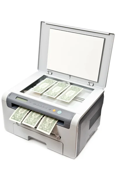 Imprimantă și bani — Fotografie, imagine de stoc