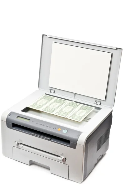 Imprimantă și bani — Fotografie, imagine de stoc