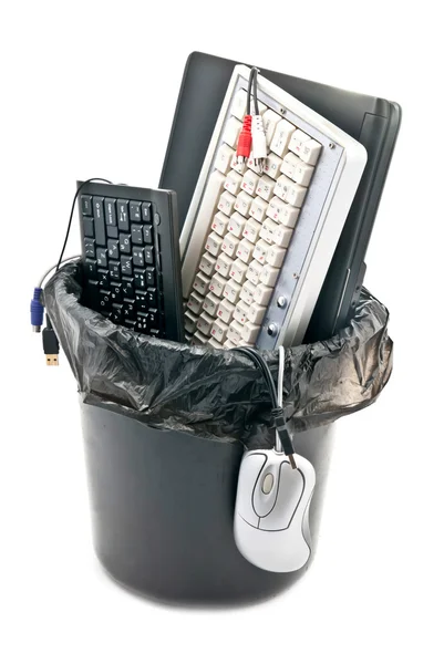Caixote Lixo Computador Isolado Sobre Fundo Branco — Fotografia de Stock