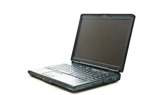 Laptop Aberto Preto Moderno Isolado Branco — Fotografia de Stock