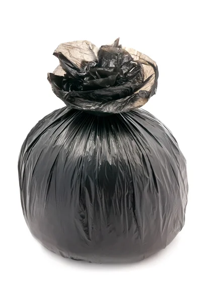Schwarzer gebundener Müllsack — Stockfoto
