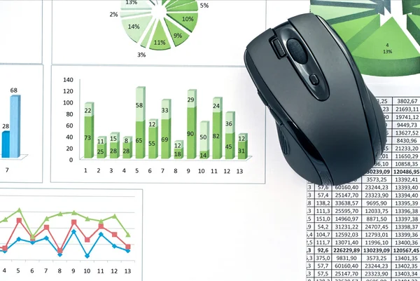 PC myš na grafech — Stock fotografie