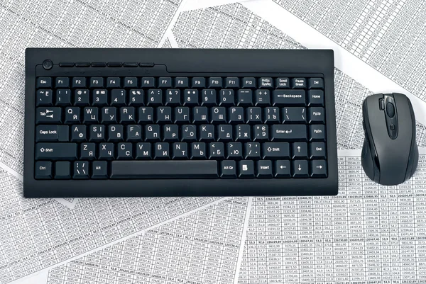 PC-tangentbord och mus på ett kalkylblad. — Stockfoto