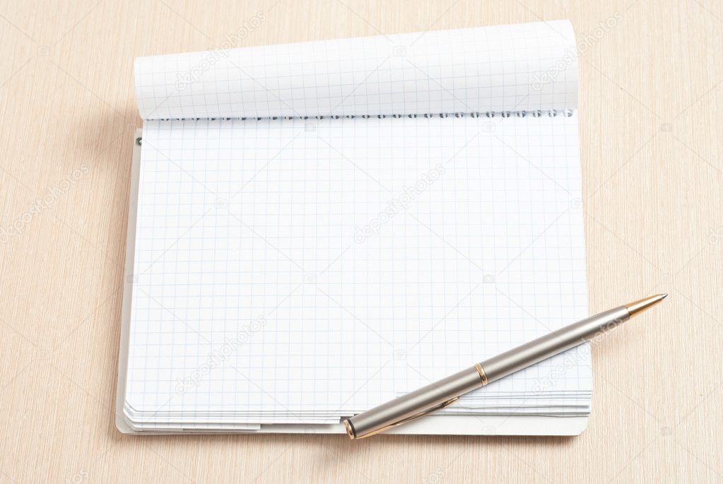 Blank spiral note pad and pen
